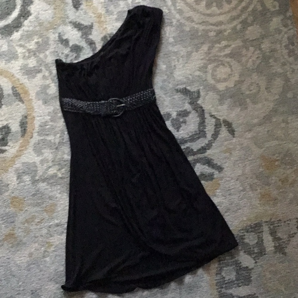 Sky 1 shoulder belted cotton dress